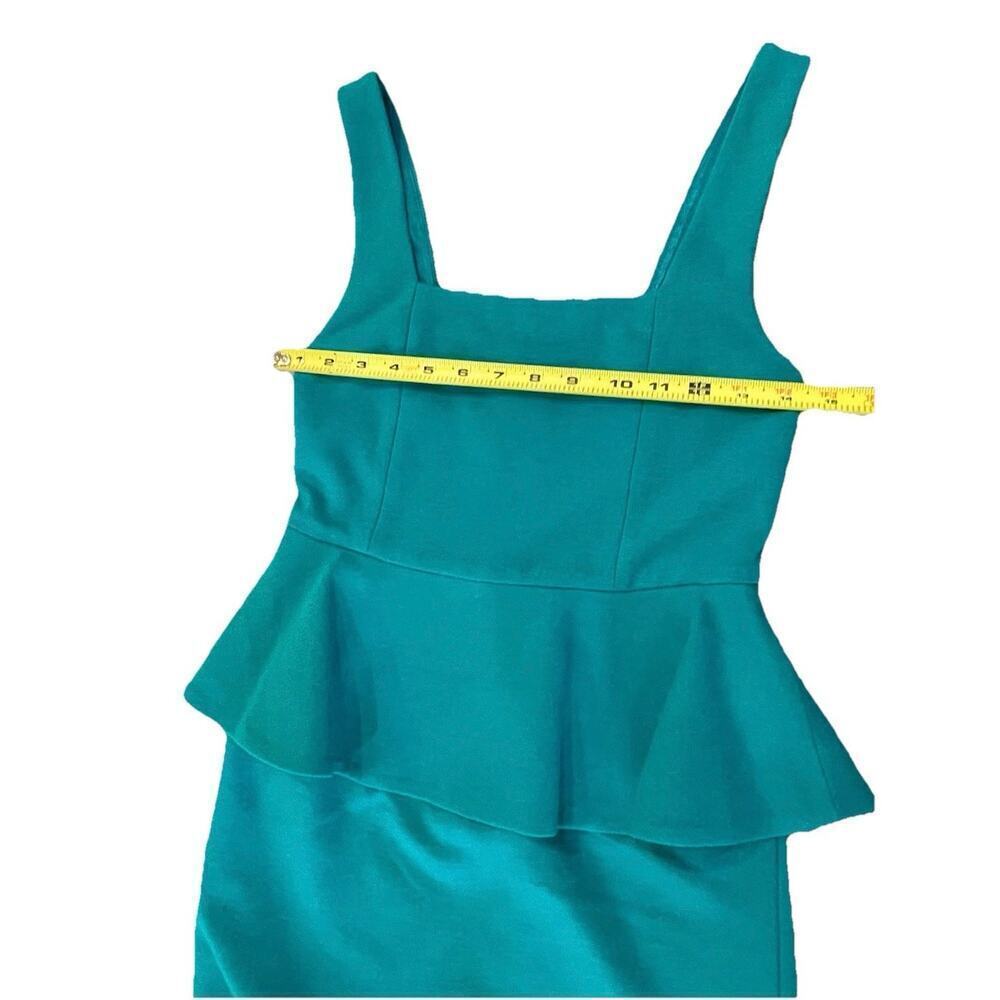ALICE & OLIVIA DRESS POPPY PEPLUM MIDI SZ 2 TEAL FITTED BODICE QUIET LUXURY CORE - Picture 6 of 16